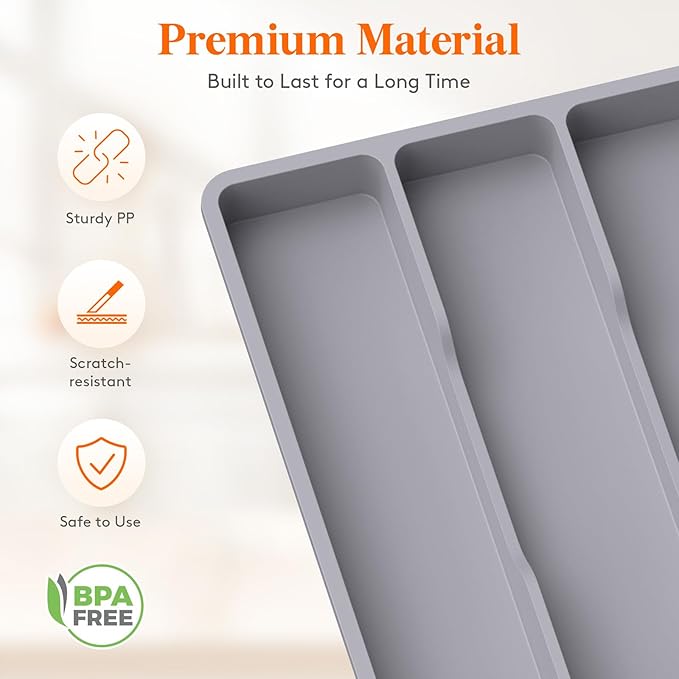 Lifewit Utensil Organizer for Kitchen Drawer, Expandable Cooking Tray
