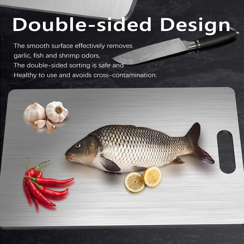 Titanium Cutting Board Set of 3,100% Pure Titanium Cutting Boards for Kitchen Double Sided,Hygiene Durable Dishwasher,Fruit & Vegetables （3P-M)