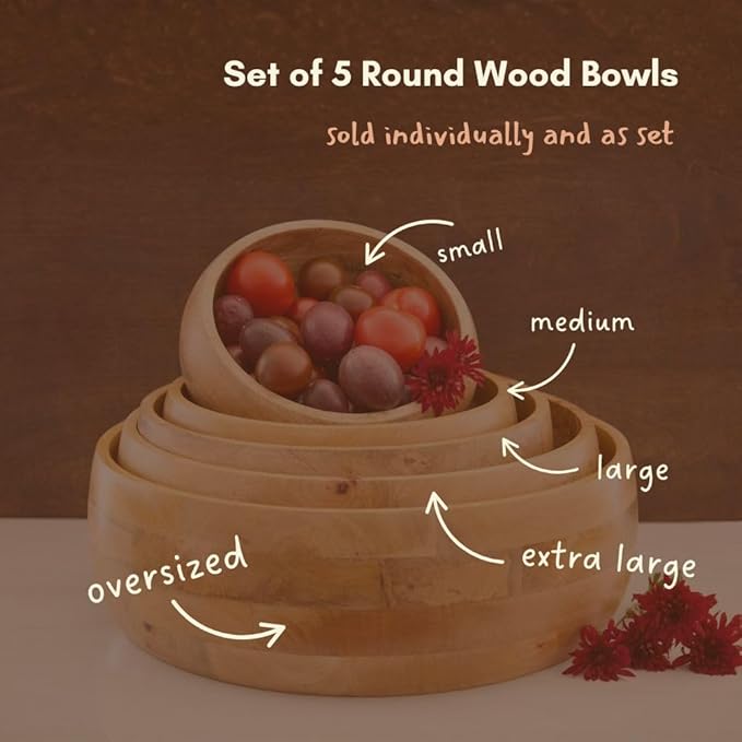 Salad Served Large Wooden Bowl for Party, Catering, Weddings and Restaurants, 15 Inch Wide