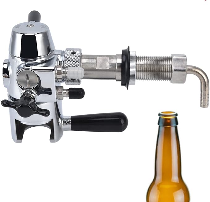 Cryfokt Beer Bottle Filler, No Foam Counter Pressure Bottle Filler with Removable Clip Lock 304 Stainless Steel Fast Filling Glass Bottle Filling Tool for Beer & Wine