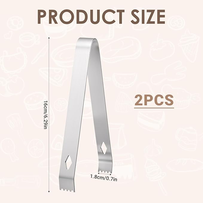 2 Pack Small Metal Tongs, 6 Inch Stainless Steel Restaurant Grade Serving Tongs with Teeth for Serving Food Salad Sugar Coffee Ice