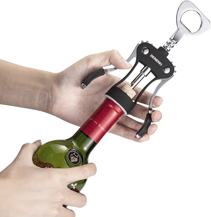 Beneno Wine Opener with Stainless Steel Wine Foil Cutter, Midnight Black