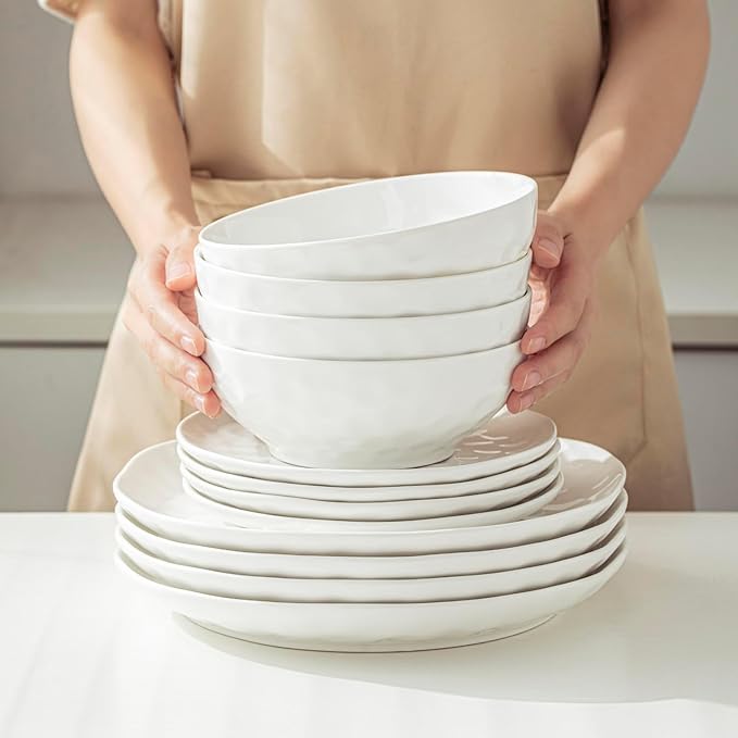 HOMBENE Soup Bowls, 7 Inch Oatmeal Bowls, Kitchen Bowl Set, Microwave and Dishwasher Safe, Scratch Resistant, Set of 2