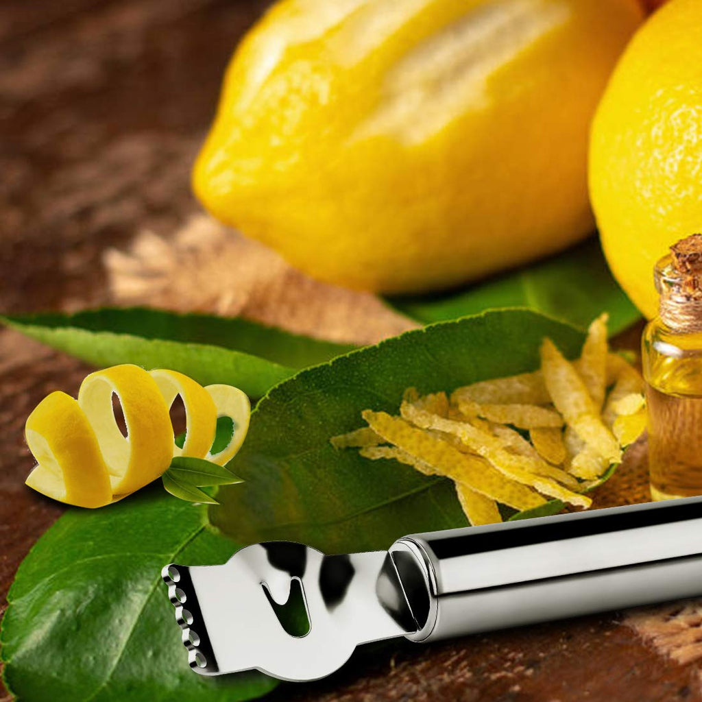 Livtor Stainless Steel Lemon Zester Grater, Lemon zester tool,citrus zester tool for Orange Citrus Peeler with Channel Knife