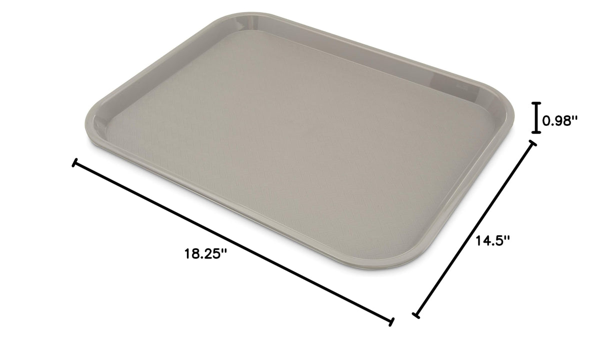 Carlisle FoodService Products Café Cafeteria Tray, Fast Food Tray for Restaurant or Commercial Use, 14" x 18", 12 Count, Gray