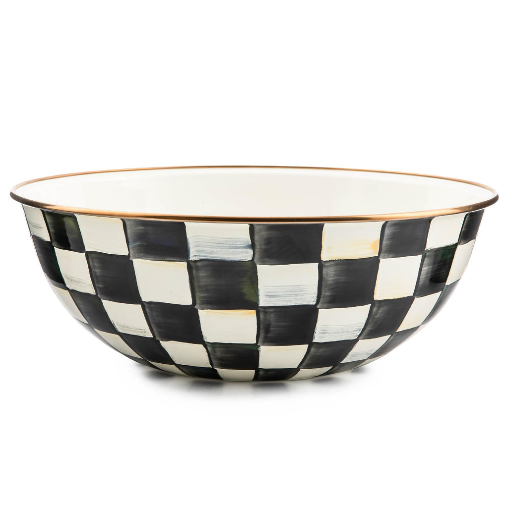 MACKENZIE-CHILDS Everyday Bowl, Extra-Large, Black-and-White Courtly Check