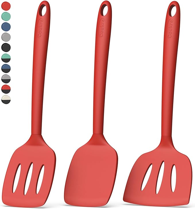 Coukre 3 Pack Silicone Spatula Set, Heat Resistant to 500°F, BPA-Free