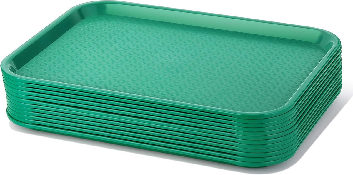 New Star Foodservice Fast Food Tray, Green, 10 x 14 Inch, Set of 12