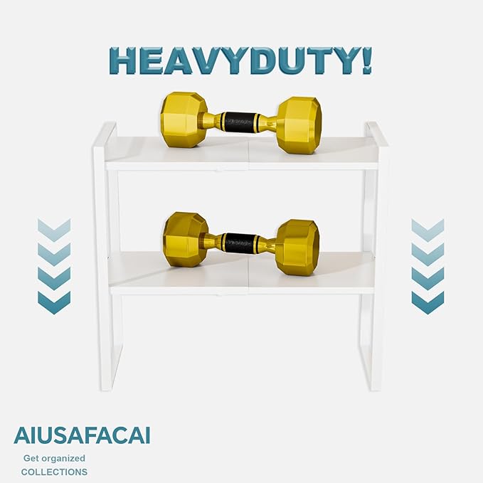 Aiusafacai Cabinet Shelf Expandable Height Adjustable Organizer Riser for Kitchen Cabinet Pantry Cupboard Under Sink Countertop Organization