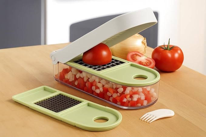 Vidalia Chop Wizard Vegetable Chopper – Original As Seen On TV Food Dicer with 2 Stainless Steel Blades, Large 2-Cup Container, Cleaning Tool, Dishwasher Safe Onion & Vegetable and Fruit Cutter