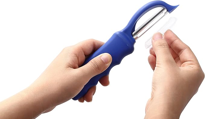 Spring Chef Swivel Potato Peeler with Soft Grip Handle, Set of 2, Sapphire
