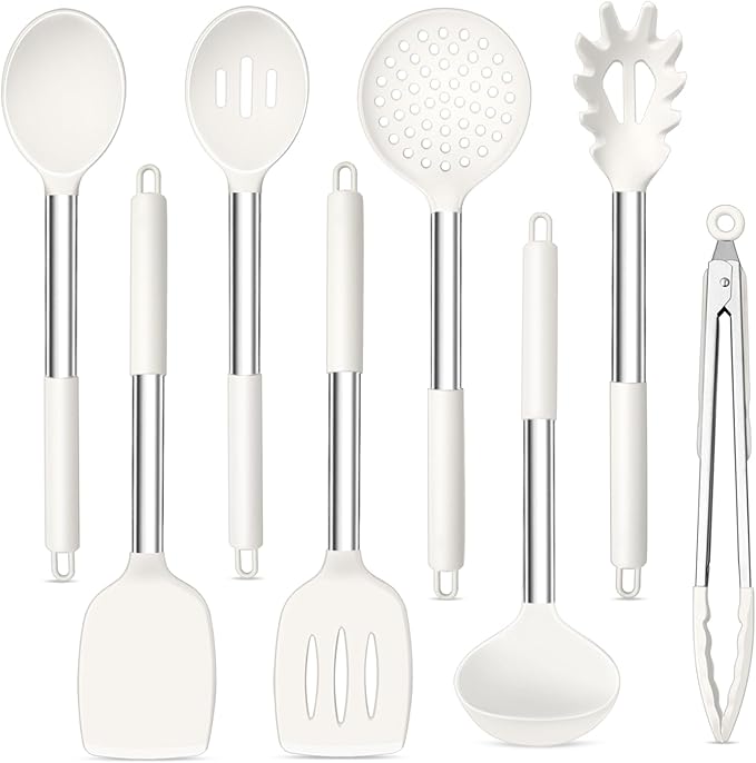 TeamFar Kitchen Utensils, 8PCS Cooking Silicone Utensils Kitchen Tool Kit