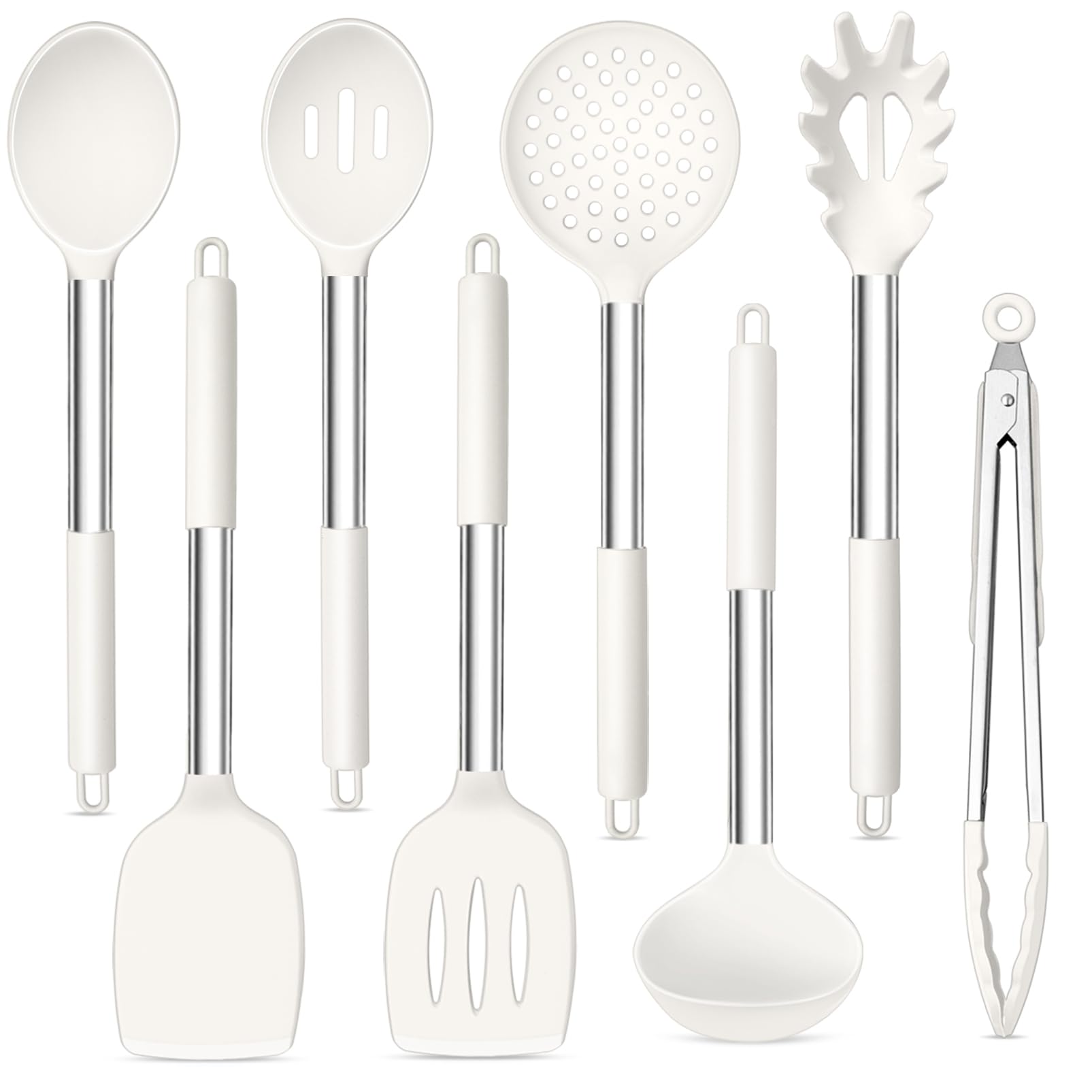 TeamFar Kitchen Utensils, 8PCS Cooking Silicone Utensils Kitchen Tool Kit