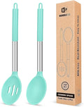 BUNDLEPRO Silicone Cooking Spoons for Non Stick Cookware, 2 Pack, Green