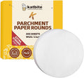Katbite Parchment Paper Rounds, Non-Stick Heavy Duty, White, 4 Inch 200Pcs