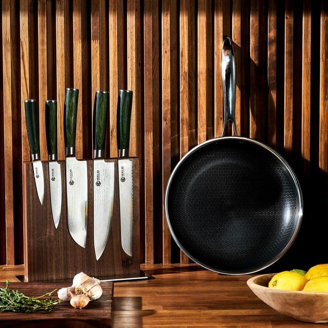HexClad Green 6 Piece Japanese Damascus Stainless Steel Knife Set