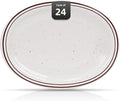 IRESTAURANT PLUS Stoneware Narrow Rim Commercial Grade Dinnerware (Brown Speckle, Platter 9.5" x 7.25")