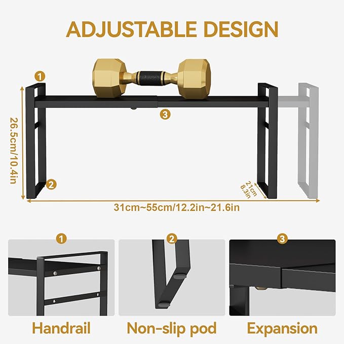 Aiusafacai Expandable Cabinet Shelf Organizer Riser for Kitchen Pantry Cupboard Under Sink Countertop Home Storage Organization Rack Space Saver
