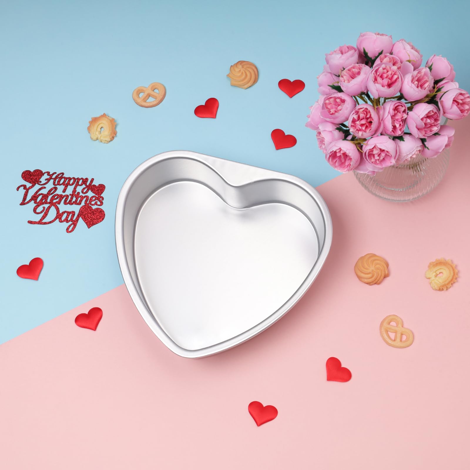 Gvhntk Heart Shaped Cake Pan 10 Inch Aluminum Cake Pans Heart Cake Tin Baking Cake Mold for Valentine's Weddings Birthday Party