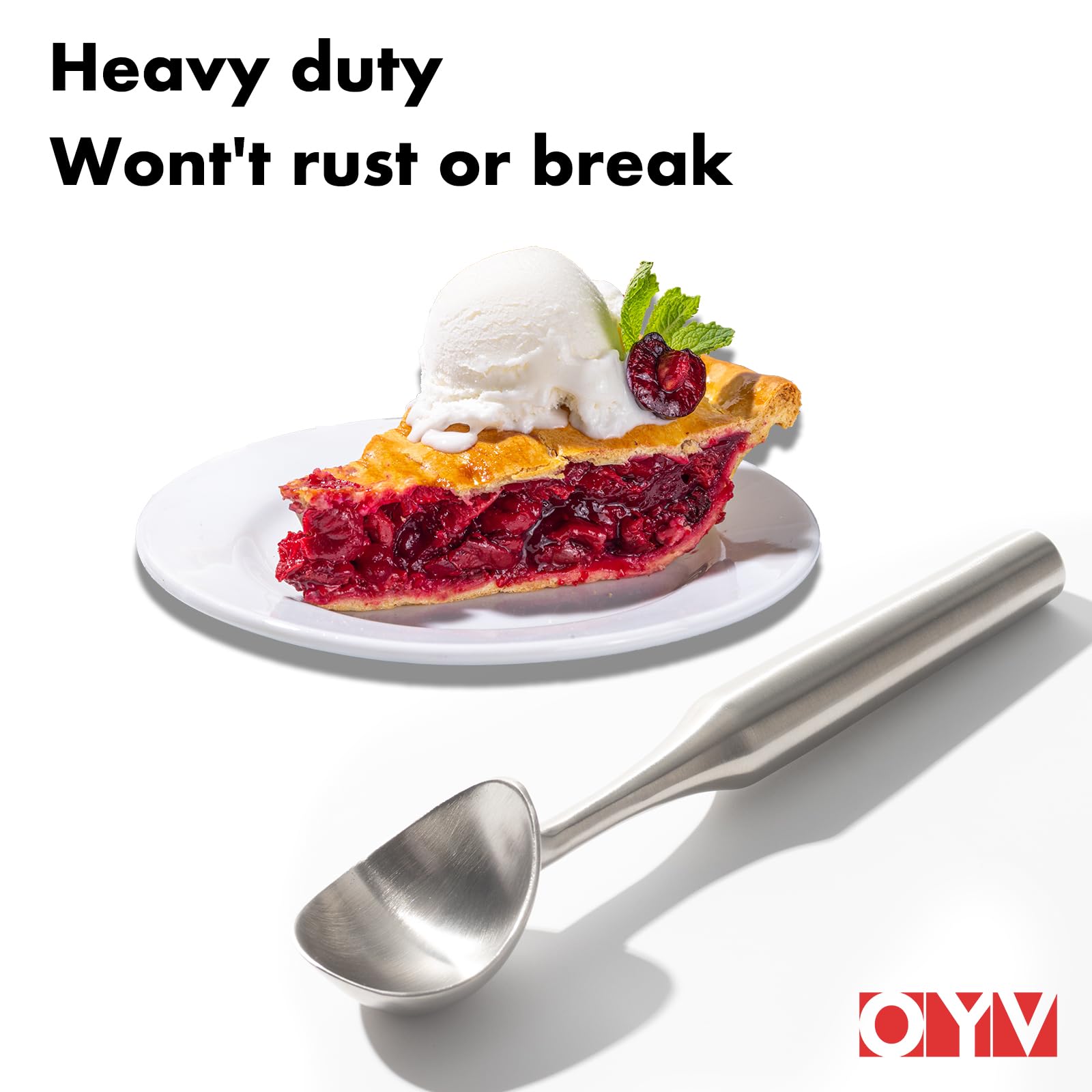 OYV 304 Stainless Steel Ice Cream Scoop, Heavy Duty, Ergonomic Handle
