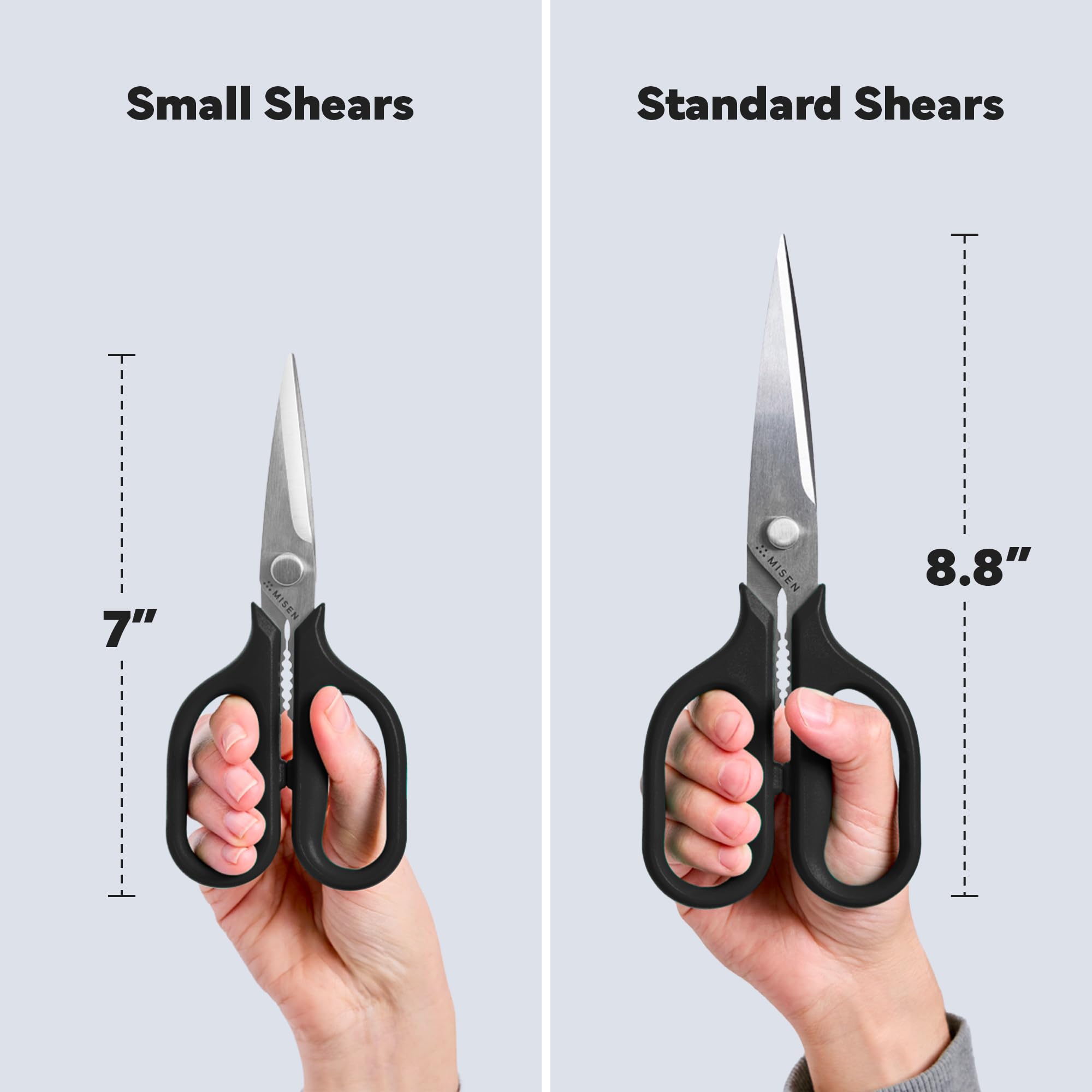 Misen Heavy Duty Kitchen Shears - Comfortable Ambidextrous Scissors for Meat, Poultry, Herbs & More - Easy to Clean - German Stainless Steel - Small | Black