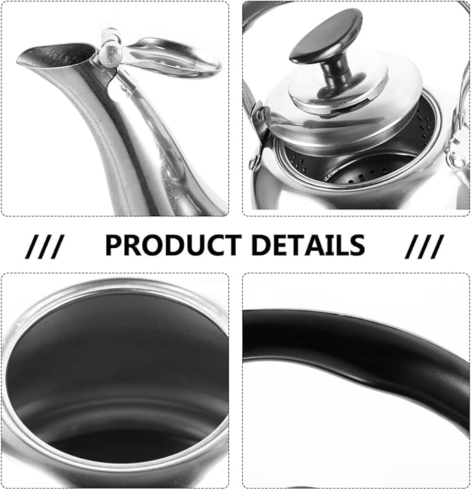 Luxshiny Whistle Teakettle 1 Liter Stainless Steel Stove Top Water Kettle with Filter Screen for Boiling Water and Tea Brewing