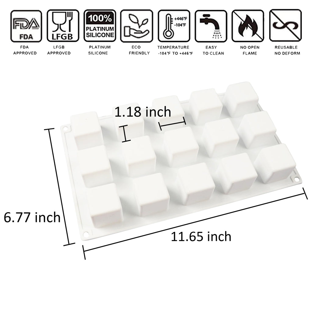 OCPO Kitchen Square Silicone Mold for Baking Mousse Cake, 15 Cavities