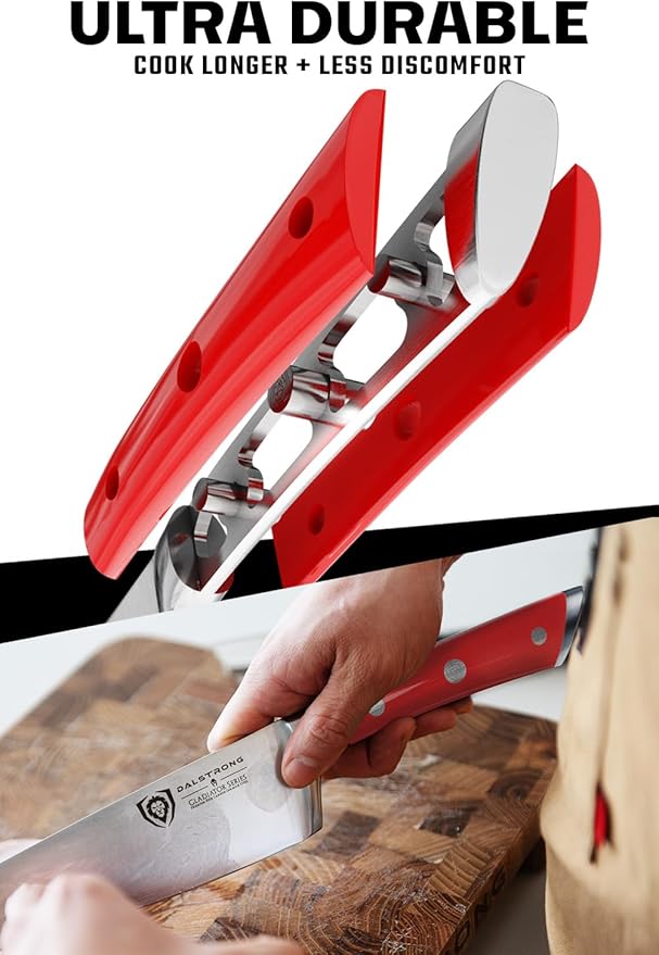 Dalstrong 18-Piece Gladiator Colossal Knife Block Set (Red Handles) — German High-Carbon Steel, Full-Tang, Hand-Sharpened — For Home Chefs, Wedding Registries & Serious Kitchens — Acacia Block, NSF