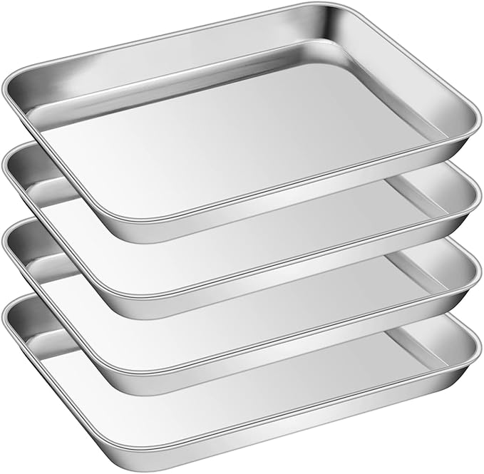 P&P CHEF Baking Sheet Pan, Stainless Steel Cookie Sheet, 9 Inch & 4 Pcs