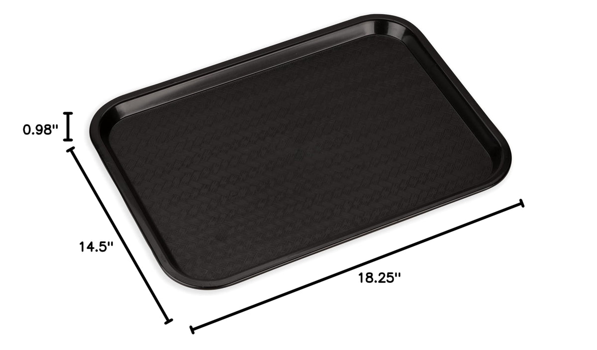 Carlisle FoodService Products Café Cafeteria Tray, Fast Food Tray for Restaurant or Commercial Use, 14" x 18", 12 Count, Black