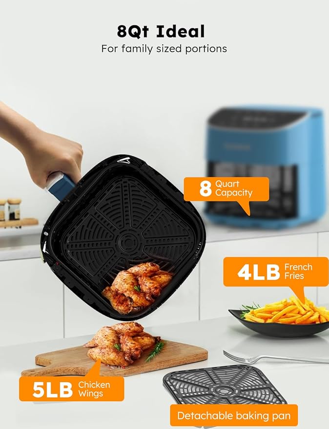 Nuwave Brio Plus 8 Qt Air Fryer, PFAS Free, New & Improved, 50-400°F in 5°F