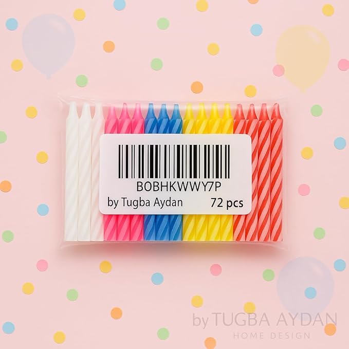 Bulk Birthday Candles for Cake – 72 Count Mixed Color Pack, Traditional Birthday Candles for All Ages & Party Themes
