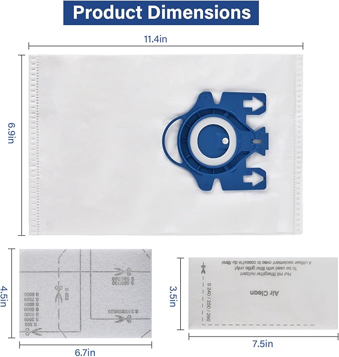 20 Pack 3D Airclean Vacuum Bags, Replacement for Miele AirClean 3D Efficiency Dust Bag,Miele Classic C1 Complete C1 C2 C3 S227 S240 S270 S400 S400i-S456i S2 S5 S8 Series Vacuum 6 sets AirClean Filters