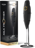 Unicoff Milk Frother Handheld with Stand, Coffee Mixer, Matte Black Onyx