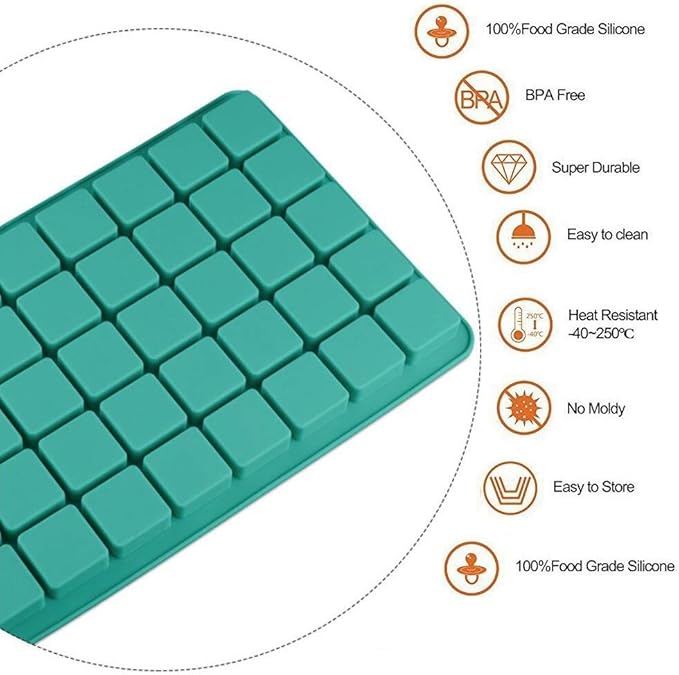Mity rain 2 Pack 40-Cavity Square Caramel Candy Silicone Molds
