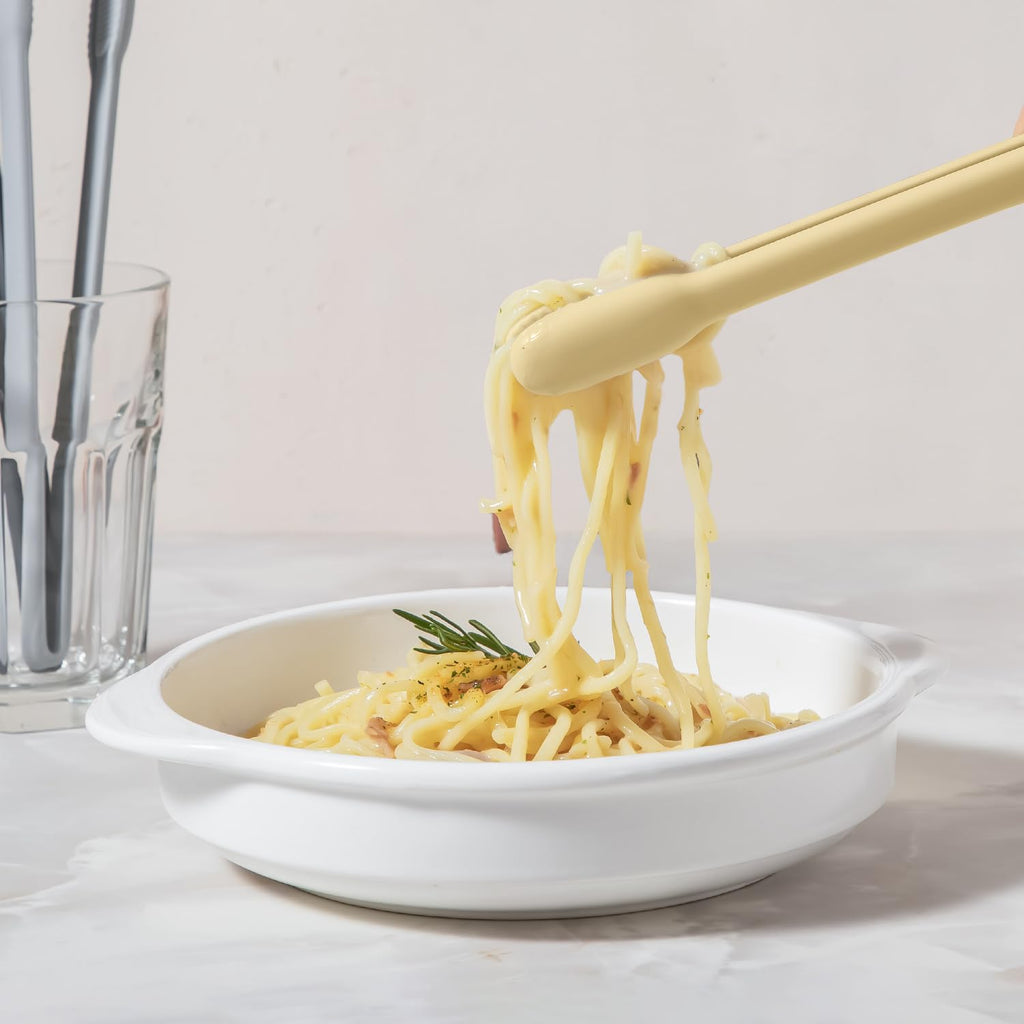 Carrotez Silicone Kitchen Tongs, Non-Scratch Serving Tongs, Yellow Butter