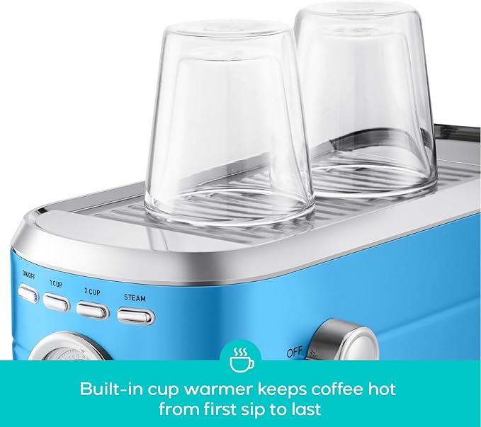 CASABREWS Espresso Machine 20 Bar, Stainless Steel Espresso Maker with Milk Frother Steam Wand, Professional Coffee Machine with 34oz Removable Water Tank, Gift for Dad or Mom, Baby Blue, CM5418-LTB
