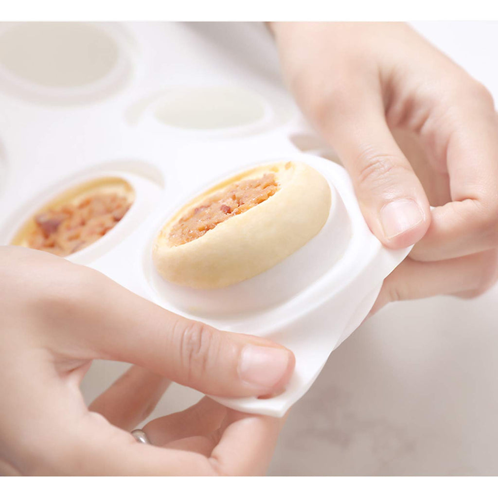OCPO Kitchen Stone Round Silicone Mold for Baking Mousse Cake, 8 Cavities