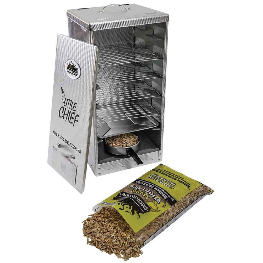 Smokehouse Little Chief Front Load Smoker, Low to Mid Temperature Smoker for Fish, Jerky, Cheese, Sausage & Other meats, Smoke Up to 25 Pounds of Meat & Fish