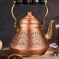 Vintage 100% Solid Pure Copper Turkish TeaPot Tea Pot Kettle for Stovetop Stove Top Traditional Decorative Fancy Arabic Moroccan Party Hammered Kitchen Antique Handmade Unique Style Gooseneck Gift