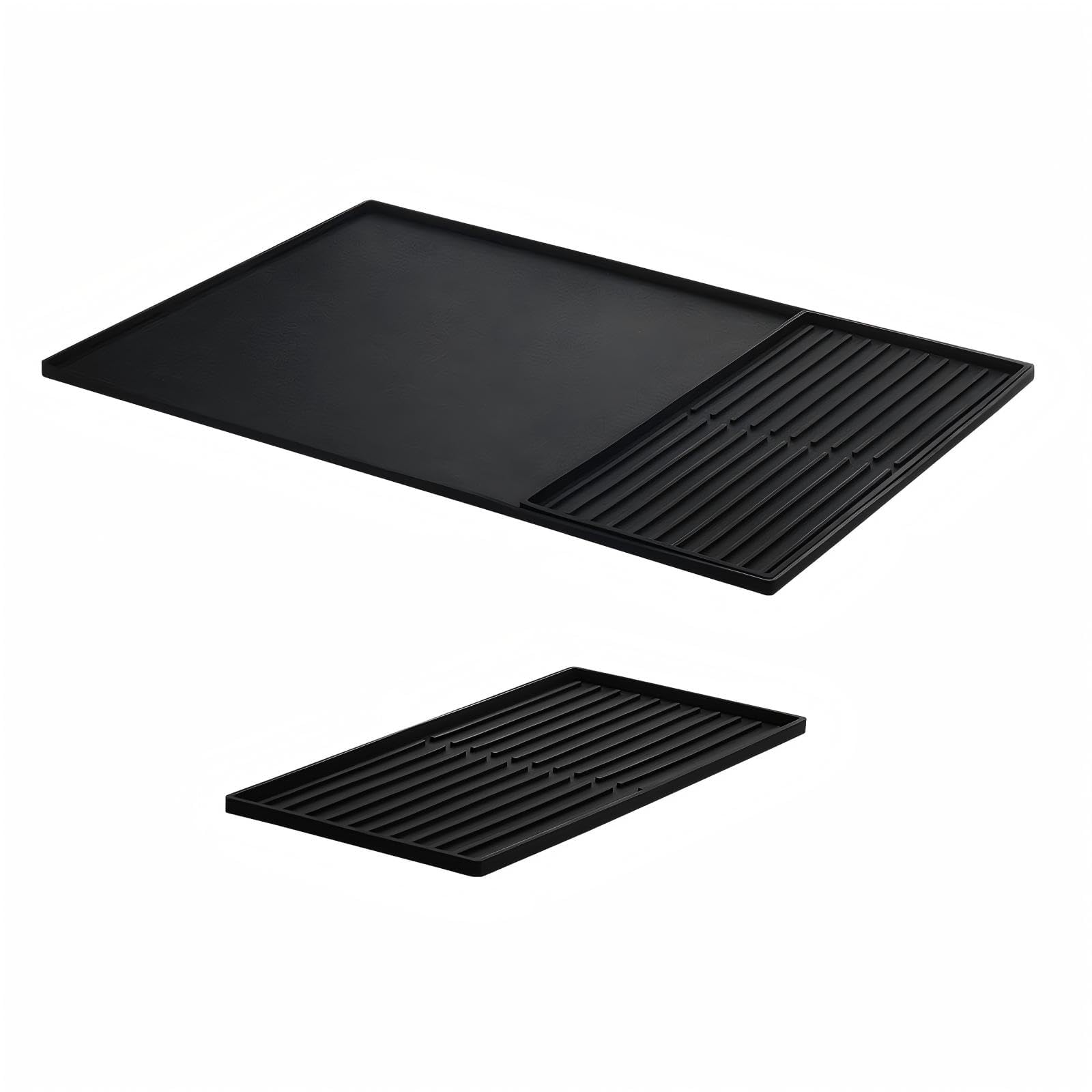 Seoodn Silicone Coffee Mat, 24''x16' with Removable Dry Drying Pad - Fits Coffee Maker and Kitchen Station Mat Accessories, Under Dish Handle; black