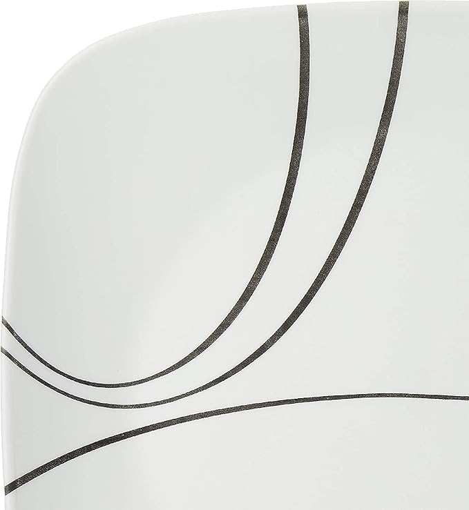 Corelle Square Simple Lines Dinner Plate Set, 6 Pack
