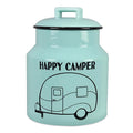 Young's Inc. Ceramic Cookie Jar - Cute Kitchen Counter Storage Canister with Lid - Perfect for Cookies, Coffee, Tea, Candy, Dog Treats, and More - Happy Camper - Mint