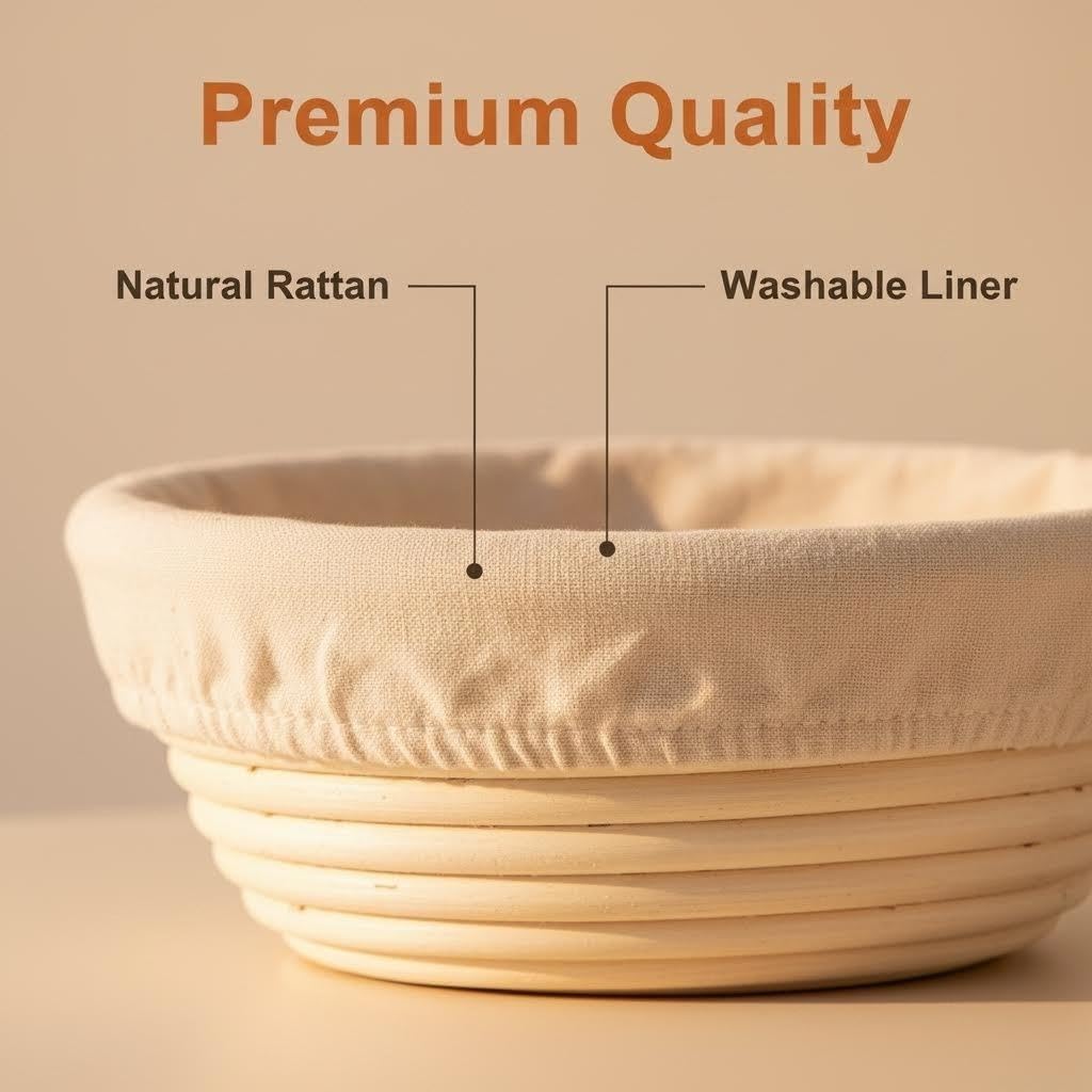 Banneton Bread Proofing Basket Set with Liners,9 Inch Round & 10 Inch Oval Sourdough Baking Kit for Professional & Home Use