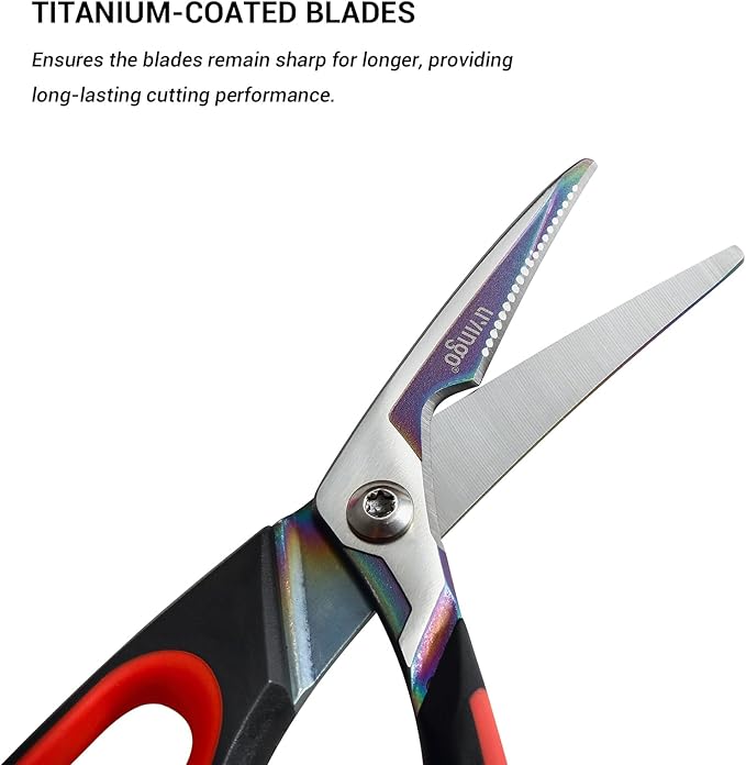 LIVINGO 9.5" Heavy Duty Kitchen Scissors Titanium Coated Poultry Shears