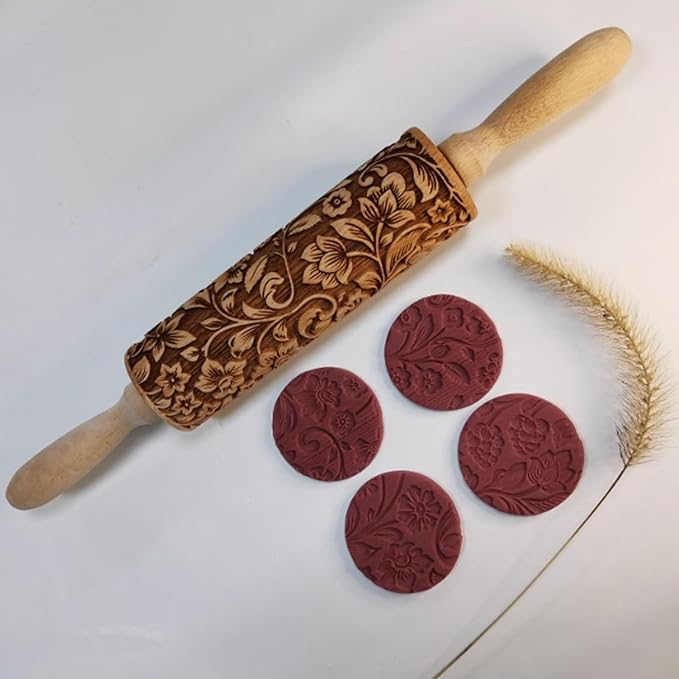 2 Pack Wood Rolling Pins, Classic 13.78-Inch Hardwood Rolling Pin – Effortless Dough Rolling for Pizza,Pies & Pastries,Smooth-Gliding Surface,Easy to Clean,Essential Baking Tool with Ergonomic Handles