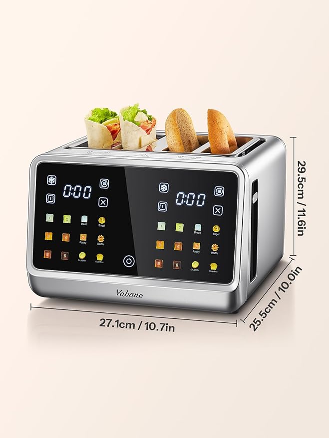 Yabano 4-Slice Toaster Smart Touch Control with Extra Wide Slots