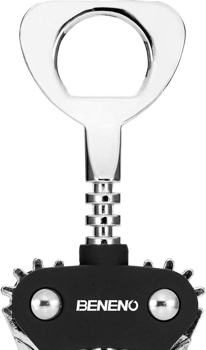 Beneno Premium Classic Wing Corkscrew Wine Opener and Bottle Opener, Black