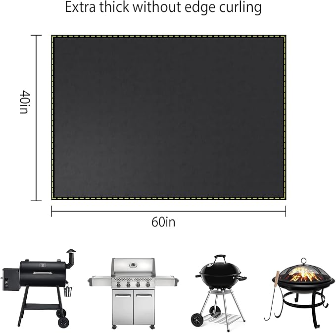 VCHOMY 40x60 Inch Under Grill Mat for Outdoor Grill Deck Patio Protector Extra Large Silicone Fireproof Waterproof Oil-Proof Fire Pit Matt BBQ Barbecue Pad