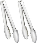 IAXSEE 2 Pack Serving Tongs Serving Utensils Salad Tongs Metal Buffet Tongs Non-slip & Easy Grip Stainless Steel Plated Buffet Serving Tongs, Salad, Ice, Oven (9.5 Inch) (Silver)